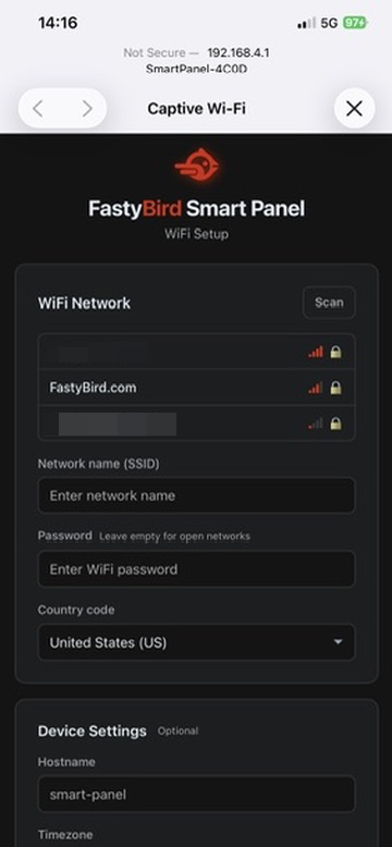 Select WiFi network