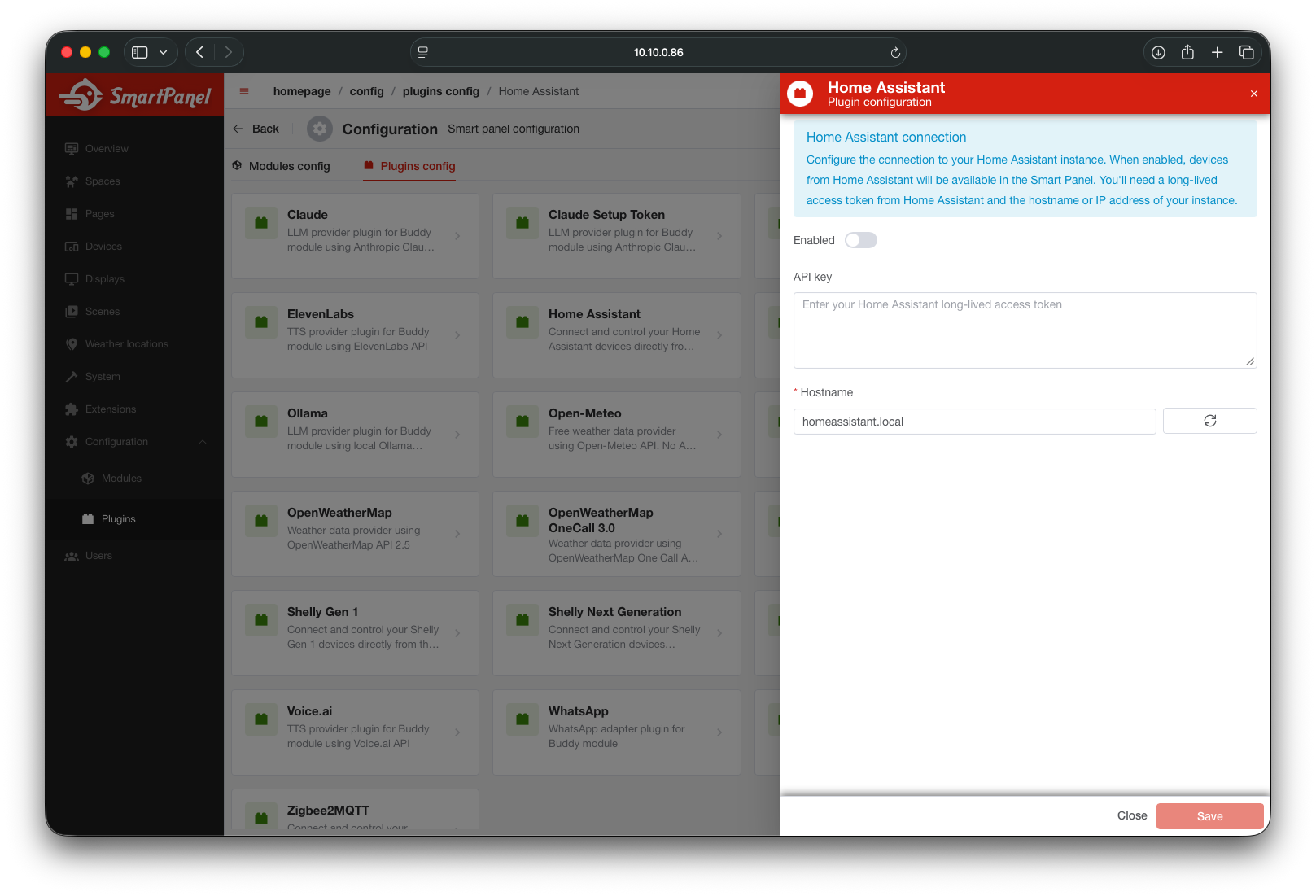 Plugin configuration detail