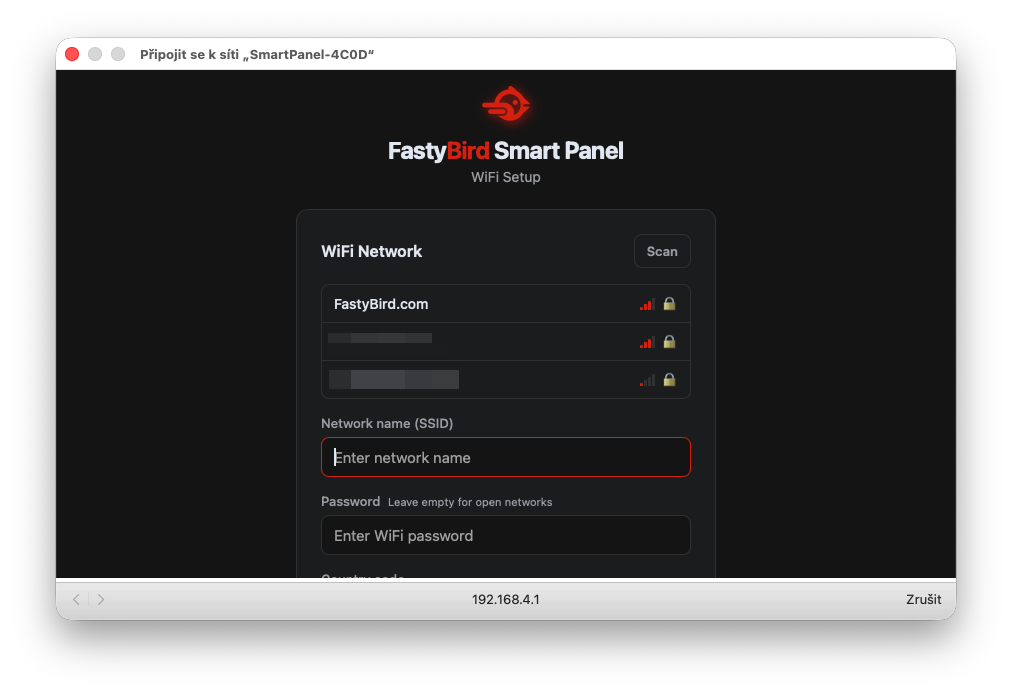 Select WiFi network